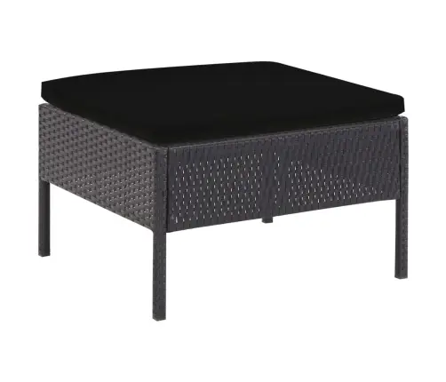 Sodo Sofos Komplektas Su Pagalvėlėmis, 5 Dalių, Juodas, Ratanas