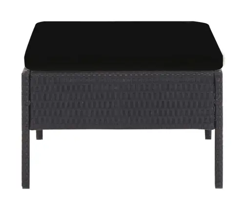 Sodo Sofos Komplektas Su Pagalvėlėmis, 5 Dalių, Juodas, Ratanas