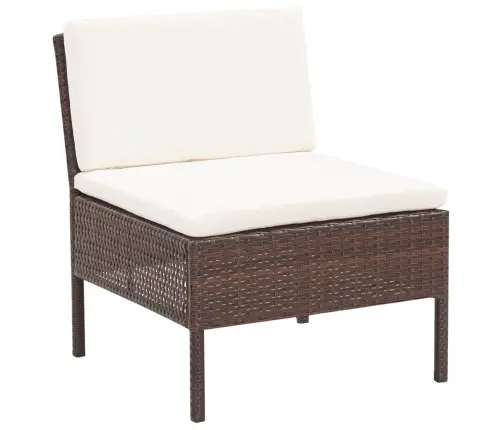 3-Daļīgs Dārza Atpūtas Mēbeļu Komplekts Ar Matračiem, Brūns Pe Vidaxl