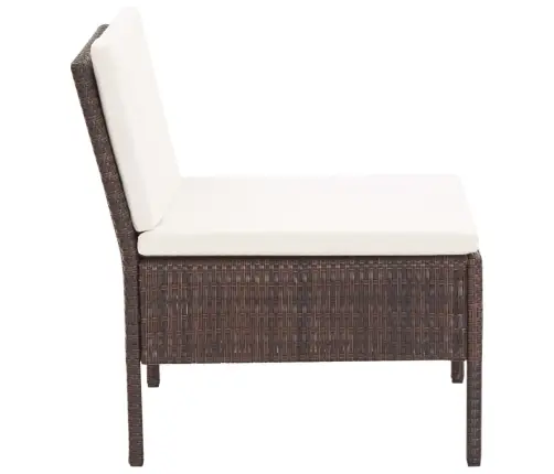 3-Daļīgs Dārza Atpūtas Mēbeļu Komplekts Ar Matračiem, Brūns Pe Vidaxl