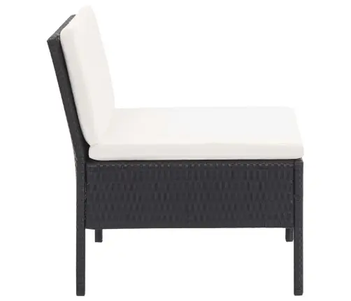 3-Daļīgs Dārza Atpūtas Mēbeļu Komplekts Ar Matračiem, Pe, Melns Vidaxl