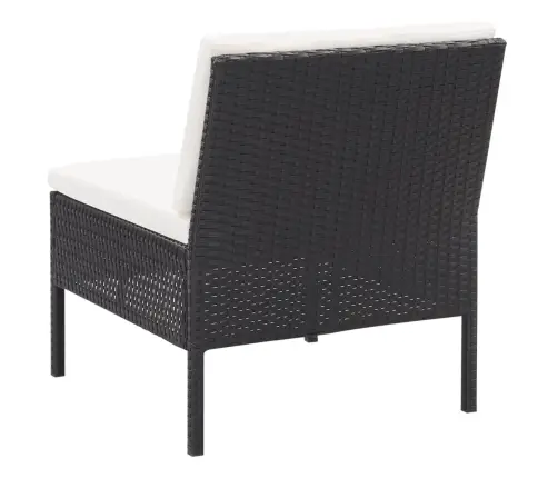 3-Daļīgs Dārza Atpūtas Mēbeļu Komplekts Ar Matračiem, Pe, Melns Vidaxl