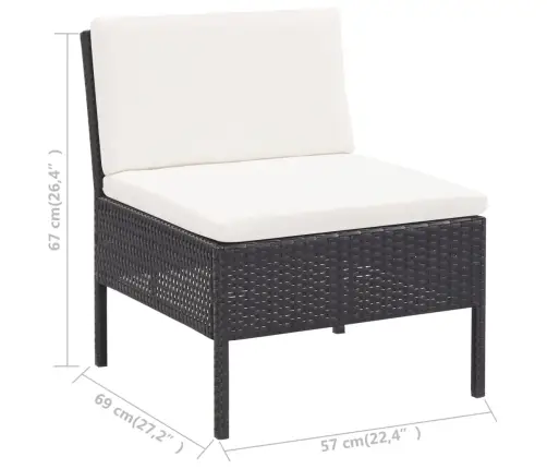 3-Daļīgs Dārza Atpūtas Mēbeļu Komplekts Ar Matračiem, Pe, Melns Vidaxl