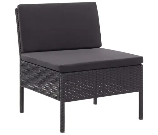 3-Osaline Aiamööblikomplekt Patjadega, Polürotang, Must