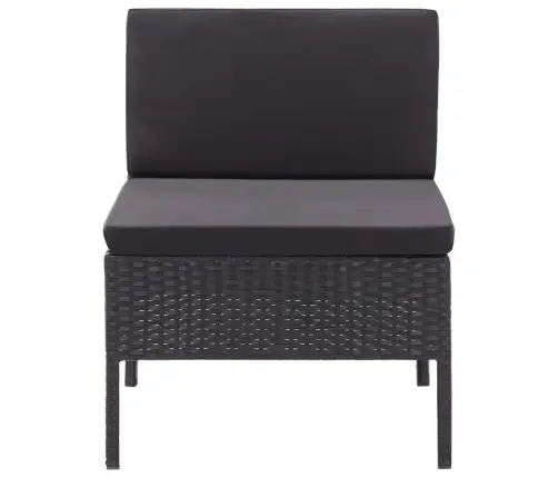 3-Osaline Aiamööblikomplekt Patjadega, Polürotang, Must