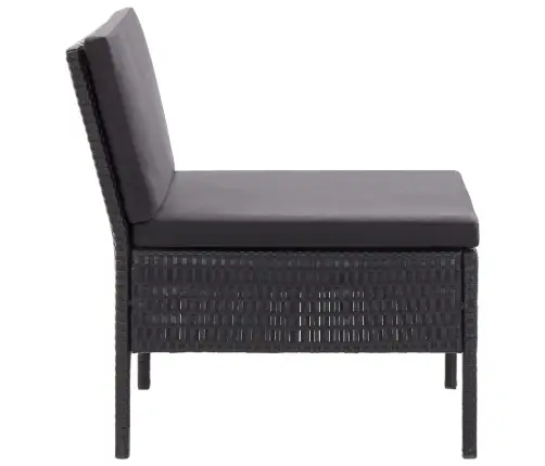 3-Osaline Aiamööblikomplekt Patjadega, Polürotang, Must