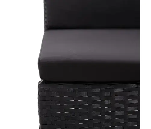 3-Osaline Aiamööblikomplekt Patjadega, Polürotang, Must