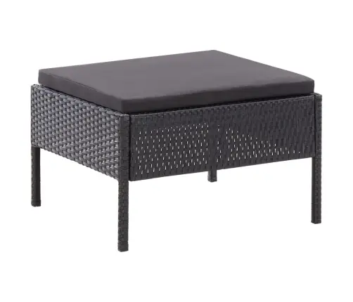 3-Osaline Aiamööblikomplekt Patjadega, Polürotang, Must