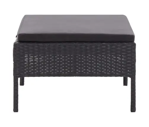 3-Osaline Aiamööblikomplekt Patjadega, Polürotang, Must