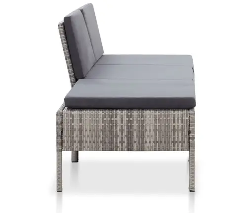 3-Daļīgs Dārza Atpūtas Mēbeļu Komplekts Ar Matračiem, Pelēks Pe Vidaxl