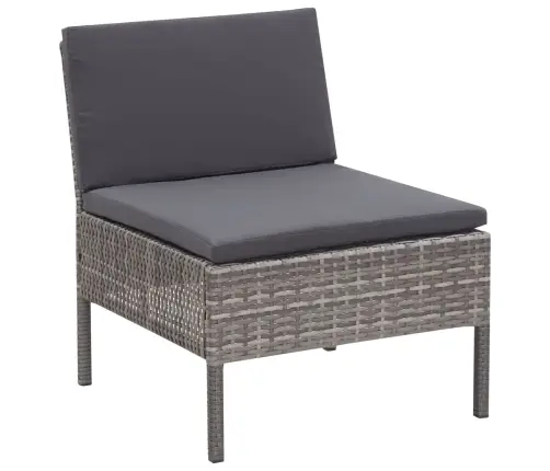 3-Daļīgs Dārza Atpūtas Mēbeļu Komplekts Ar Matračiem, Pelēks Pe Vidaxl