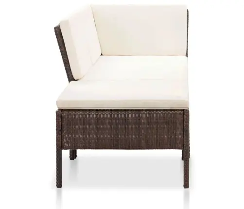 3-Osaline Aiamööblikomplekt Patjadega, Polürotang, Pruun