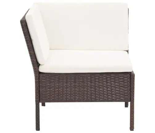 3-Osaline Aiamööblikomplekt Patjadega, Polürotang, Pruun