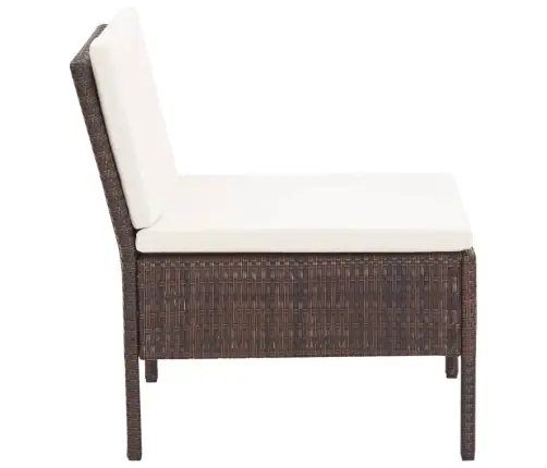 3-Osaline Aiamööblikomplekt Patjadega, Polürotang, Pruun