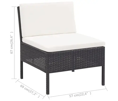 Sodo Komplektas Su Pagalvėlėmis, 3 Dalių, Juodas, Ratanas