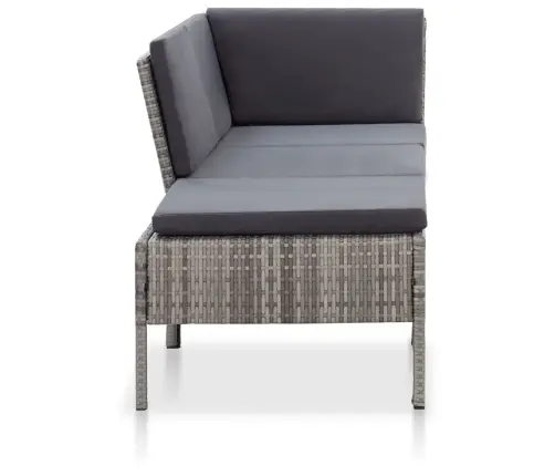 3-Osaline Aiamööblikomplekt Patjadega, Polürotang, Hall