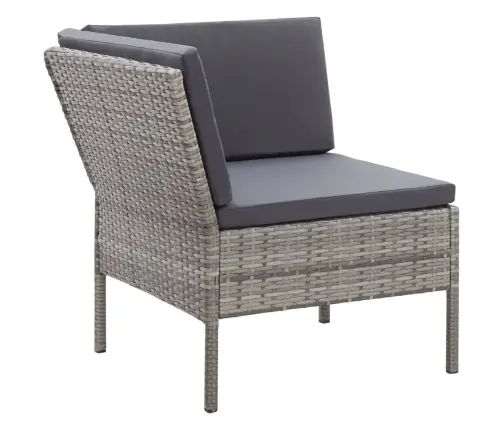 3-Osaline Aiamööblikomplekt Patjadega, Polürotang, Hall