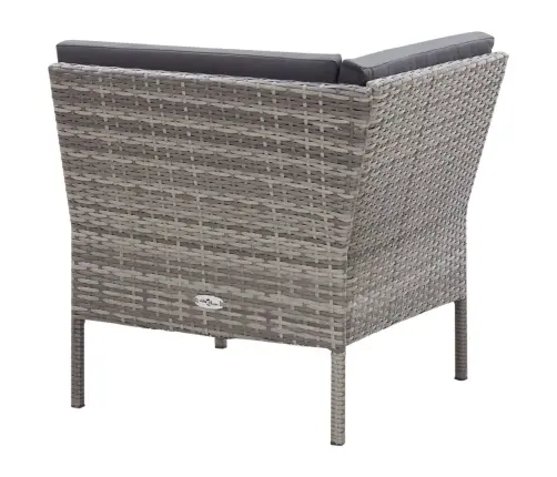 3-Osaline Aiamööblikomplekt Patjadega, Polürotang, Hall