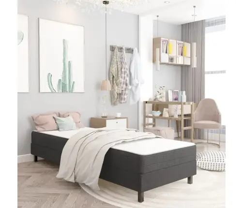 Atsperu Gultas Rāmis, Pelēks Audums, 90X200 Cm Vidaxl