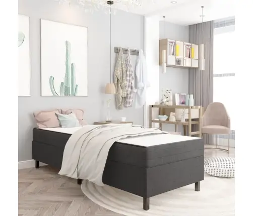 Atsperu Gultas Rāmis, Pelēks Audums, 100X200 Cm Vidaxl