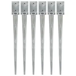 Zemes Mietiņi, 6 Gab., Sudraba Krāsa, 9X9X90 Cm, Tērauds Vidaxl