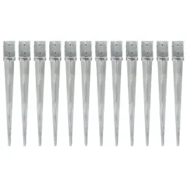 Zemes Mietiņi, 12 Gab., Sudraba Krāsa, 10X10X91 Cm, Tērauds Vidaxl