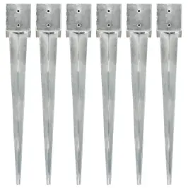 Zemes Mietiņi, 6 Gab., Sudraba Krāsa, 12X12X89 Cm, Tērauds Vidaxl