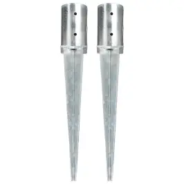 Zemes Mietiņi, 2 Gab., Sudraba Krāsa, 8X61 Cm, Cinkots Tērauds Vidaxl