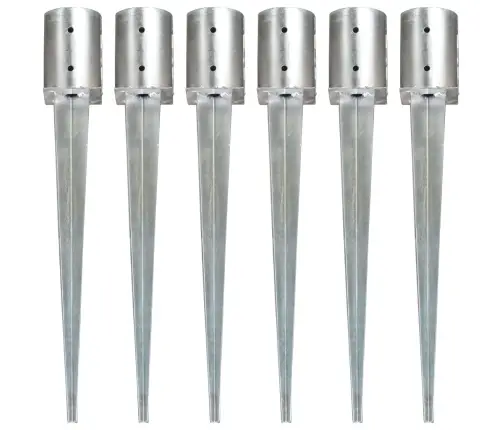 Zemes Mietiņi, 6 Gab., Sudraba Krāsa, 10X76 Cm, Tērauds Vidaxl