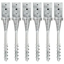 Zemes Mietiņi, 6 Gab., Sudraba Krāsa, 8X8X57 Cm, Tērauds Vidaxl