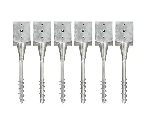 Zemes Mietiņi, 6 Gab., Sudraba Krāsa, 12X12X56 Cm, Tērauds Vidaxl