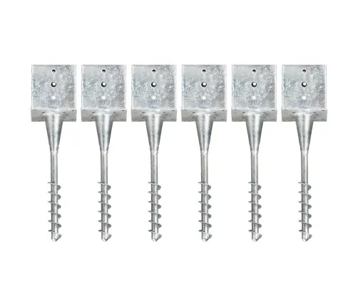 Zemes Mietiņi, 6 Gab., Sudraba Krāsa, 14X14X58 Cm, Tērauds Vidaxl