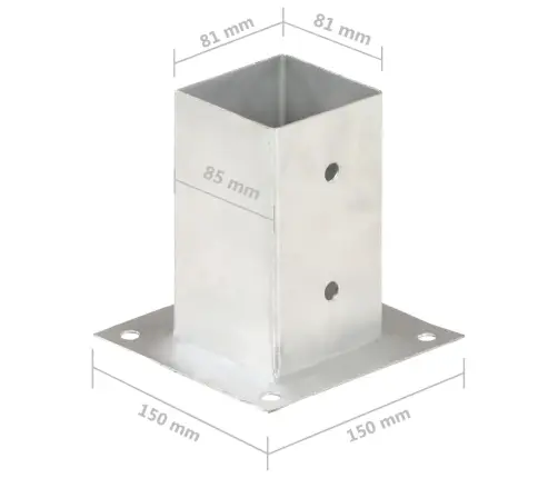 Stabu Pamatnes, 4 Gab., Cinkots Metāls, 81 Mm Vidaxl