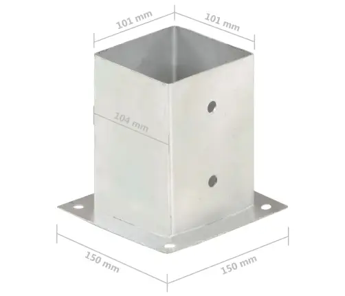 Stabu Pamatnes, 4 Gab., Cinkots Metāls, 101 Mm Vidaxl