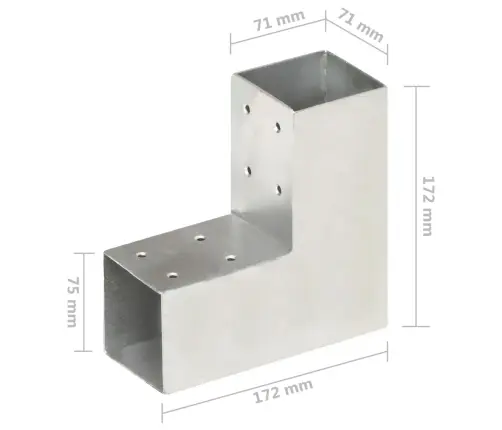 Stabu Savienotājs, L Forma, Cinkots Metāls, 71X71 Mm Vidaxl