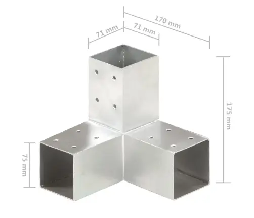 Stabu Savienotāji, Y Forma, 4 Gab., Cinkots Metāls, 71X71 Mm Vidaxl