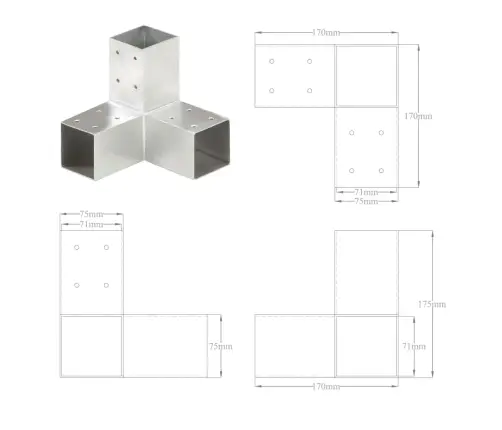Stabu Savienotāji, Y Forma, 4 Gab., Cinkots Metāls, 71X71 Mm Vidaxl