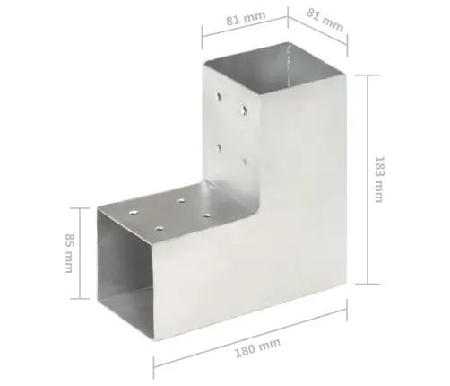 Stabu Savienotājs, L Forma, Cinkots Metāls, 81X81 Mm Vidaxl
