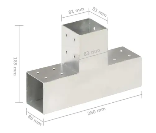 Stulpų Sujungimai, 4Vnt., 81X81Mm, Metalas, T Formos