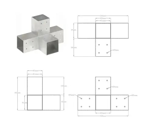 Stabu Savienotājs, X Forma, Cinkots Metāls, 81X81 Mm Vidaxl