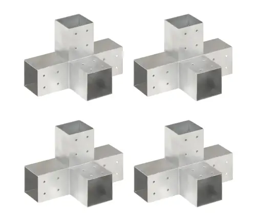Postiühendused, 4 Tk X-Kujuline, Tsingitud Metall, 81 X 81 Mm