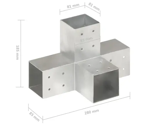 Postiühendused, 4 Tk X-Kujuline, Tsingitud Metall, 81 X 81 Mm