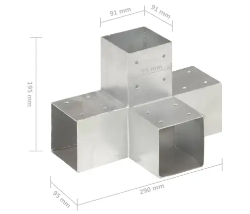 Stulpų Sujungimai, 4Vnt., 91X91Mm, Metalas, X Formos