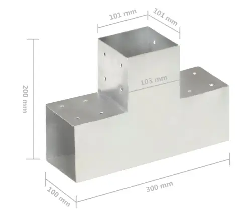 Stabu Savienotājs, T Forma, Cinkots Metāls, 101X101 Mm Vidaxl
