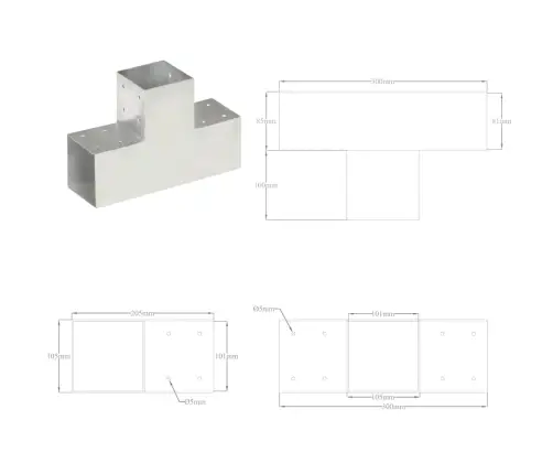 Stulpų Sujungimai, 4Vnt., 101X101Mm, Metalas, T Formos