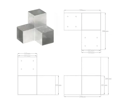 Stabu Savienotājs, Y Forma, Cinkots Metāls, 101X101 Mm Vidaxl