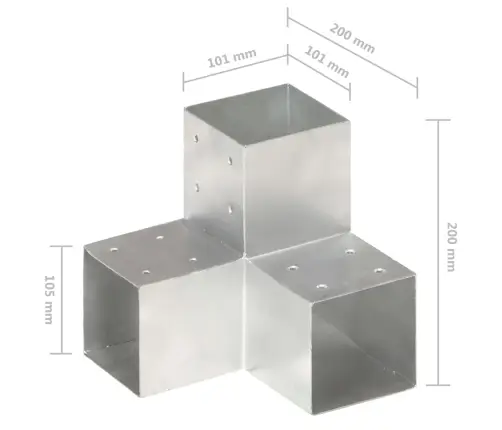 Postiühendused, 4 Tk Y-Kujuline, Tsingitud Metall, 101 X 101 Mm
