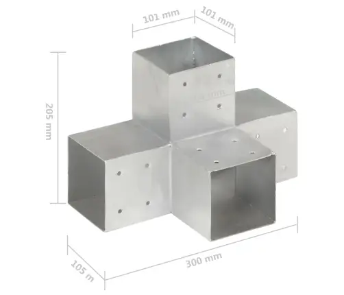 Stabu Savienotājs, X Forma, Cinkots Metāls, 101X101 Mm Vidaxl