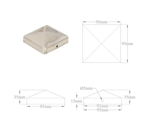 Stabu Cepurītes, 6 Gab,. Nerūsējošs Tērauds, 91X91 Mm Vidaxl