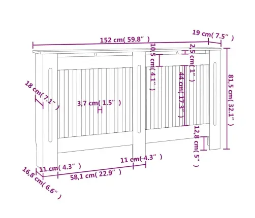 Radiatora Pārsegs, Antracītpelēks, 152X19X81,5 Cm, Mdf Vidaxl
